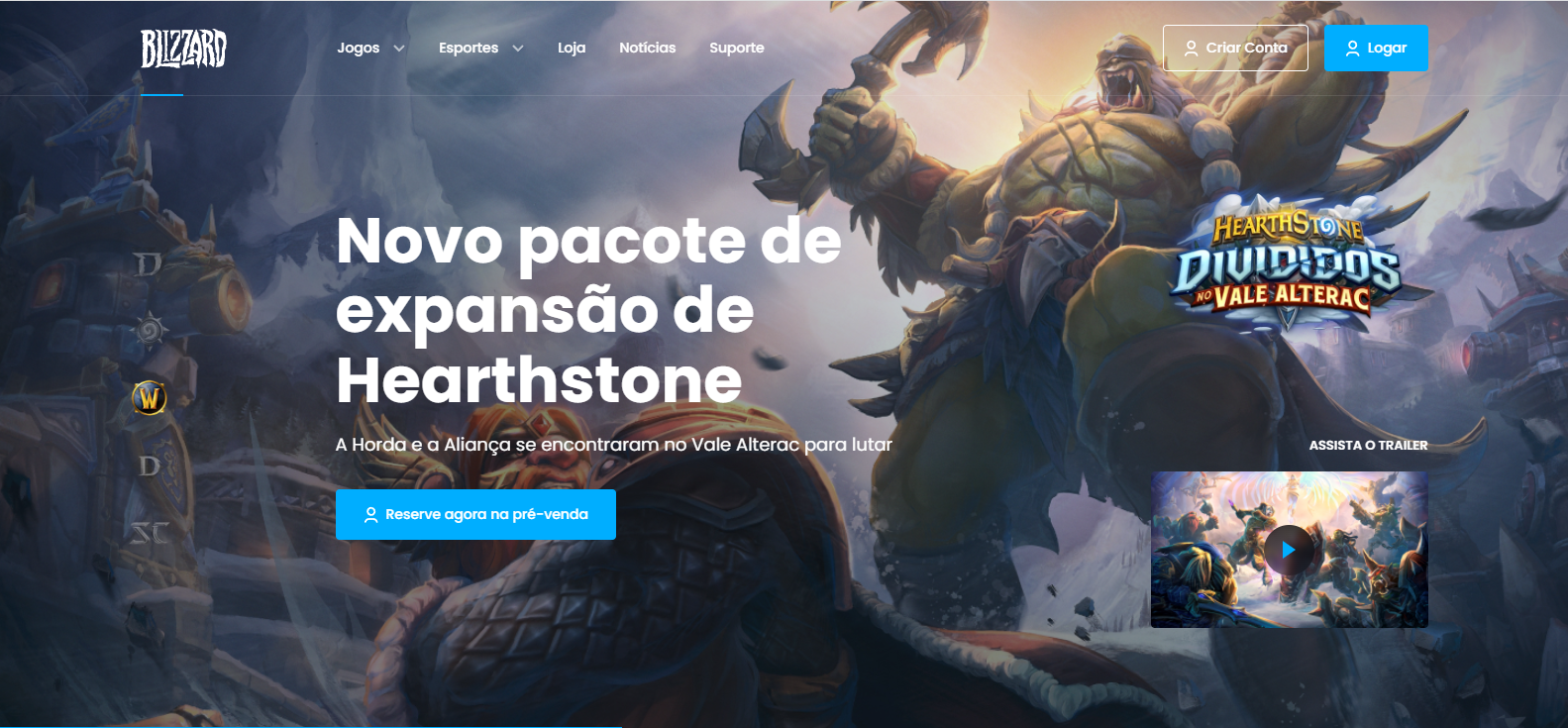 Imagem do Site institucional da Blizzard Imagem do Site institucional da Blizzard